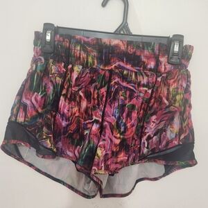 Lululemon Pink Multicolor Workout Shorts. Size 6.